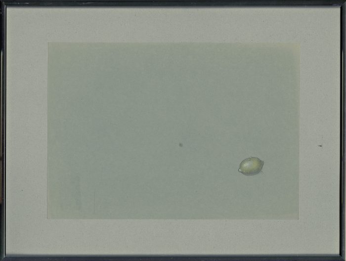 Lemon, 2016 Pencil, colored pencil, gouache, nail polish on paper, 21,7 x 29 cm Framing : aluminium, glass, paper, 30 x 40 cm