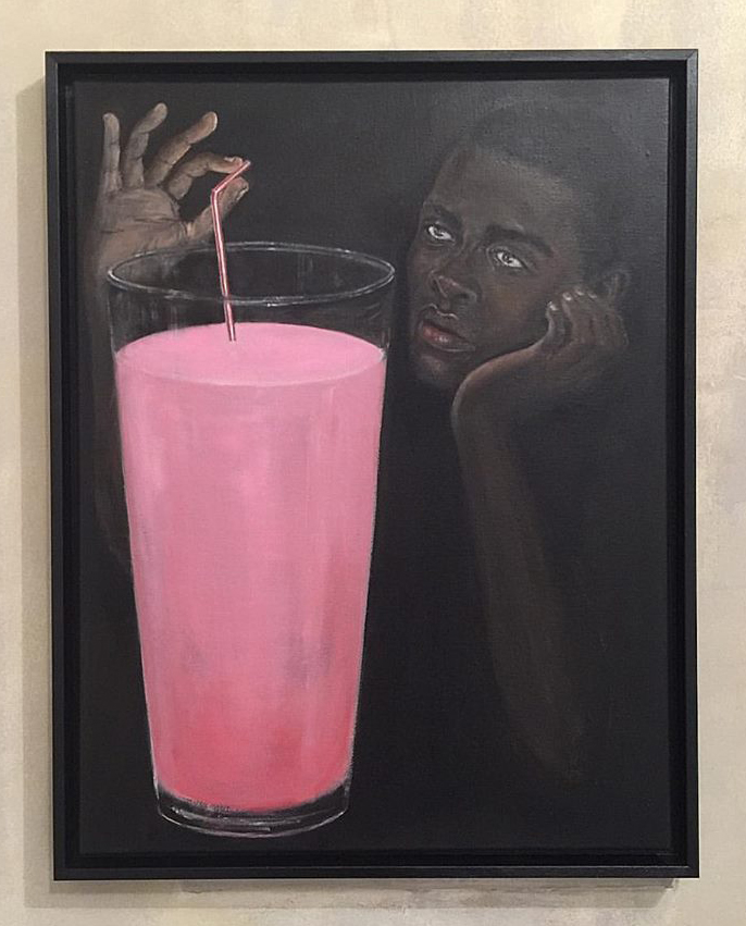 Lait Fraise, 2016, huile sur toile, 65 x 50 cm