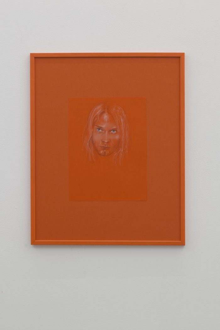 Kurt Cobain, 2014, colored pencil and make-up powder, 28 x 21 cm Frame: painted wood and paper, 40 x 30 cm